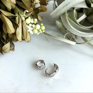 Banana Republic silver hoops w/diamond pavé